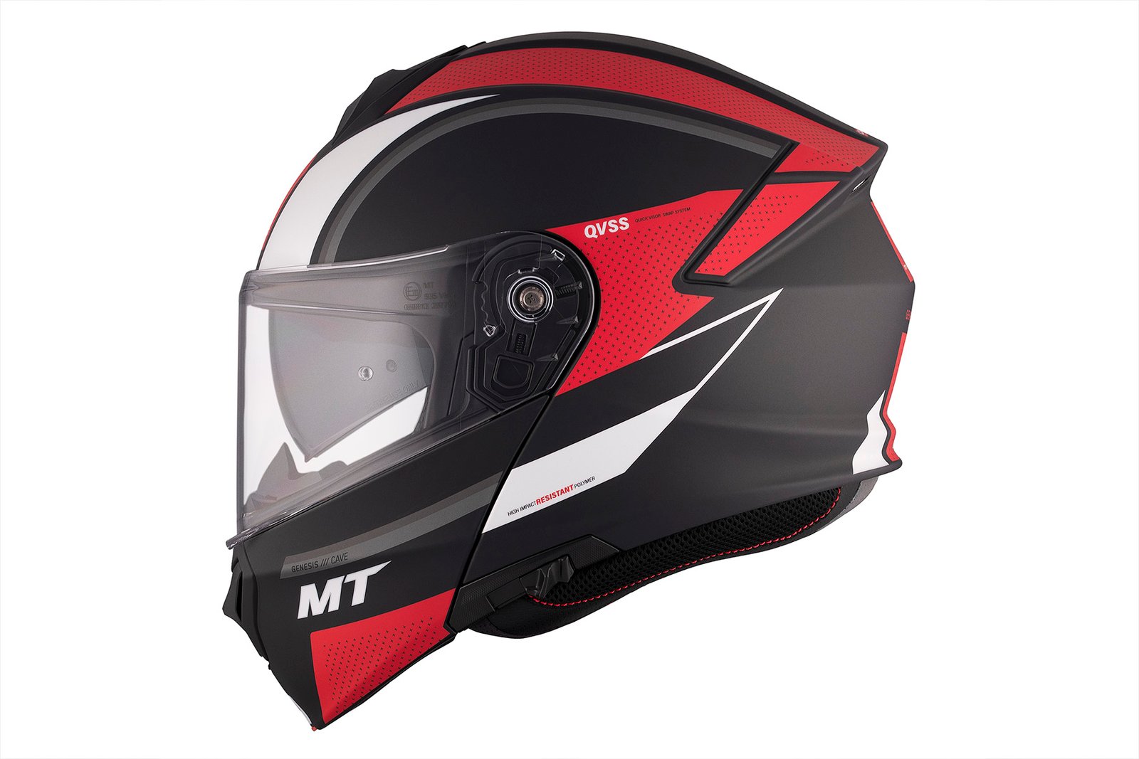 Casco de moto rojo-Genesis SV Cave A5 Mate- izquierda