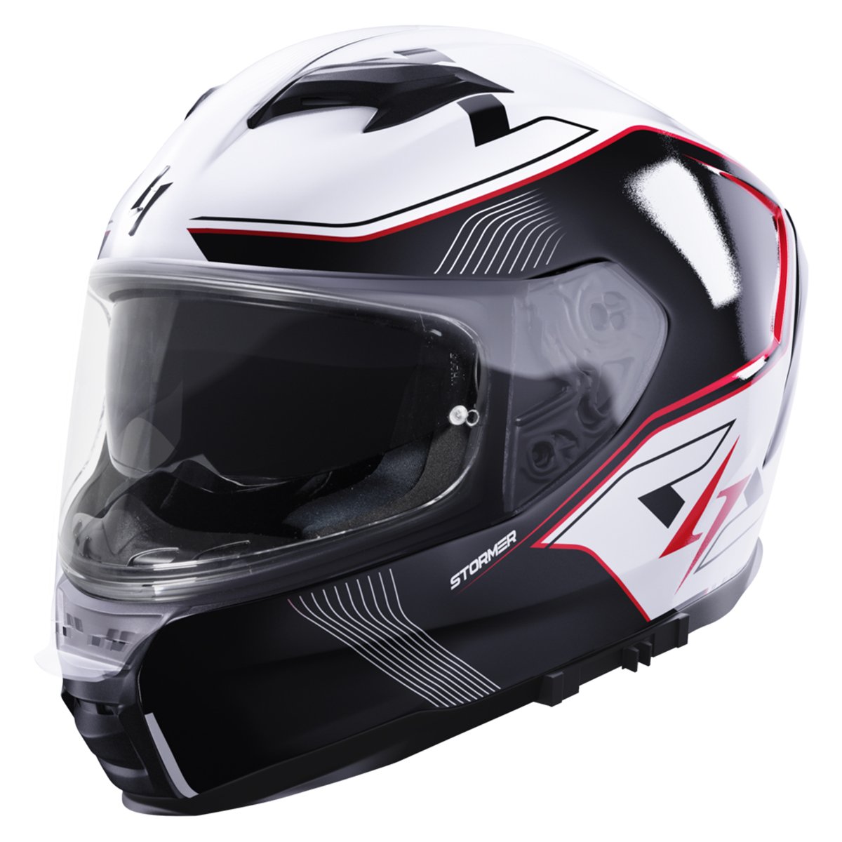 Casco integral - blanco-negro- rojo - STORMER - front