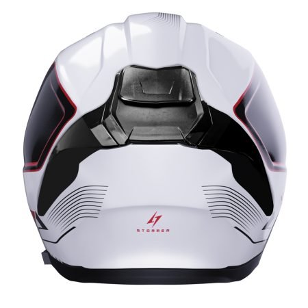 Casco para moto - blanco-negro- rojo - STORMER - back